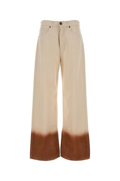Alanui Two-tone Denim Wide-leg Jeans In Gold