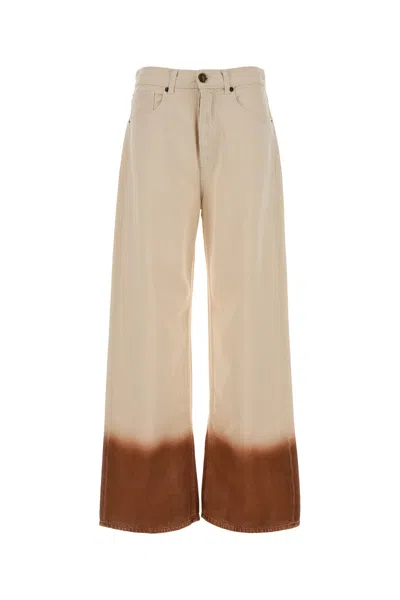 Alanui Two-tone Denim Wide-leg Jeans In White