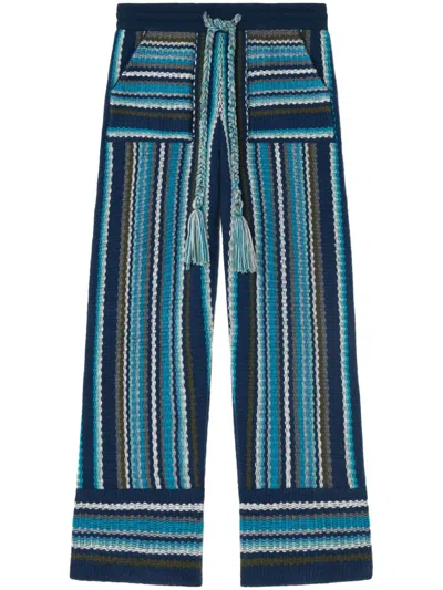 Alanui Ushuaia Stories Knitted Trousers In Blue
