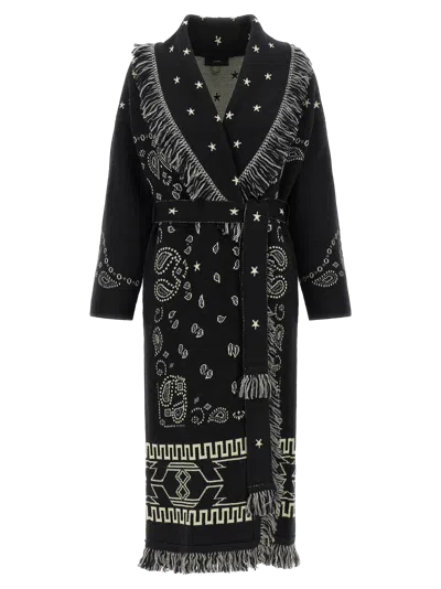 Alanui Virgin Wool Bandana Jacquard Coat In Black