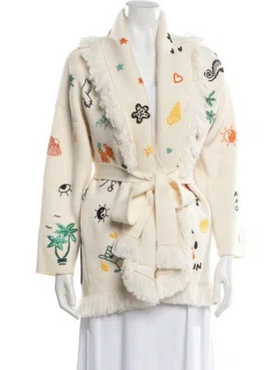 Pre-owned Alanui Virgin Wool Graphic Print Sweater In Neutral