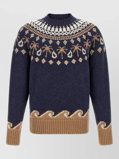 Alanui Virgin Wool Jacquard Crewneck Sweater