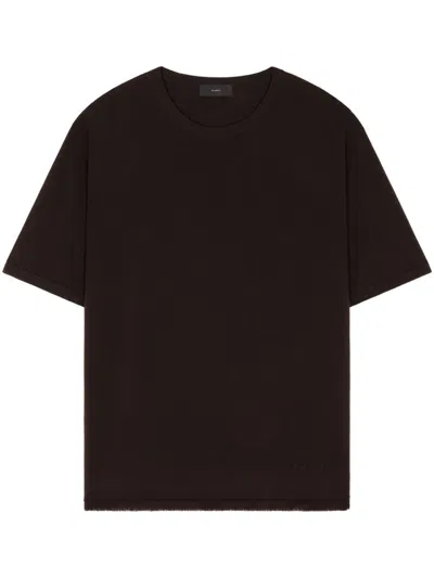 Alanui Virgin Wool Knit T-shirt In Braun