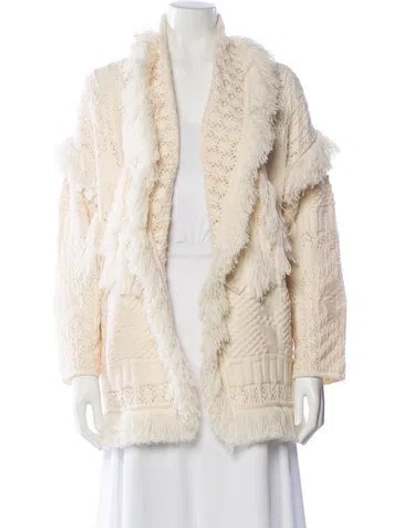 Pre-owned Alanui Virgin Wool Open Front Sweater In Neutral