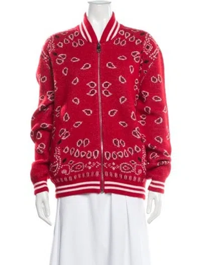 Pre-owned Alanui Virgin Wool Paisley Print Bomber Jacket In Red