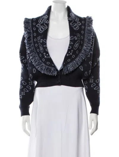 Pre-owned Alanui Virgin Wool Paisley Print Sweater In Blue