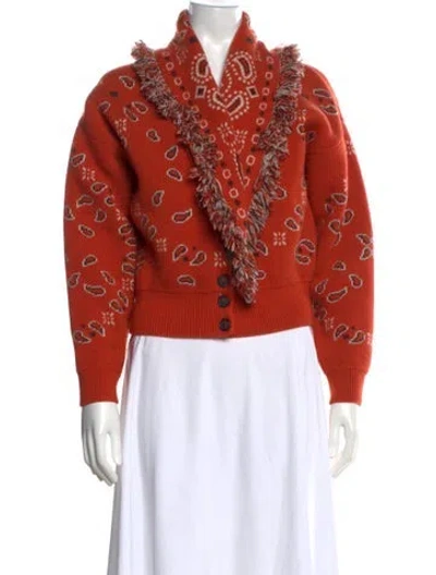 Pre-owned Alanui Virgin Wool Paisley Print Sweater In Orange