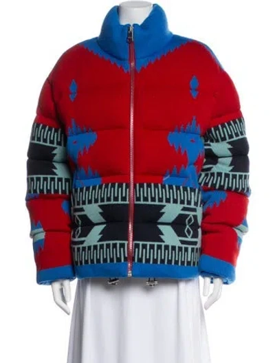 Pre-owned Alanui Virgin Wool Patterned Jacket In Red