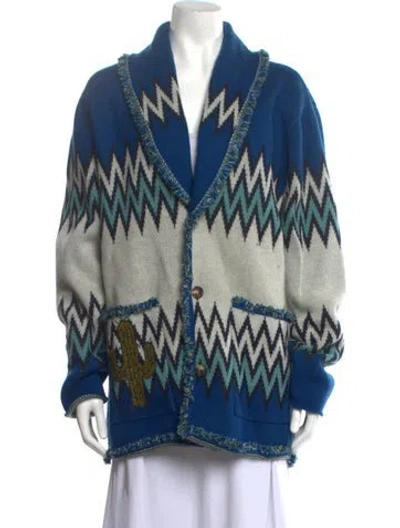 Pre-owned Alanui Virgin Wool Patterned Sweater In Blue