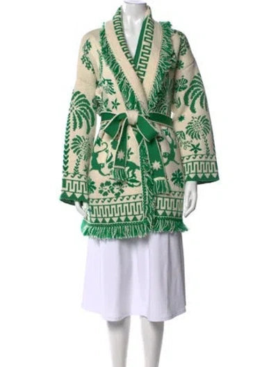 Pre-owned Alanui Virgin Wool Patterned Sweater In Green/neutrals