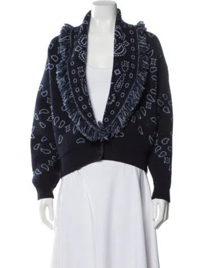 Pre-owned Alanui Virgin Wool Printed Evening Jacket In Blue