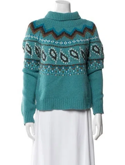 Pre-owned Alanui Virgin Wool Printed Sweater In Blue