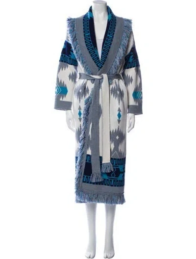 Pre-owned Alanui Virgin Wool Printed Sweater In Blue