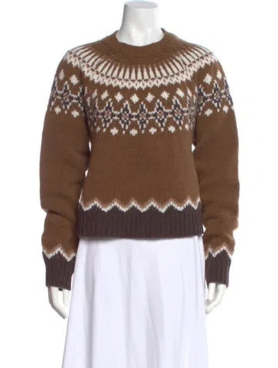 Pre-owned Alanui Virgin Wool Printed Sweater In Brown