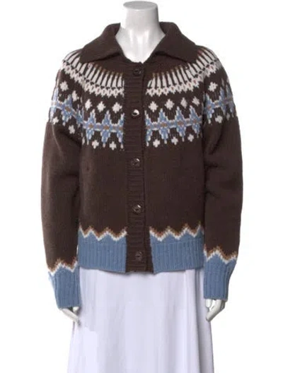 Pre-owned Alanui Virgin Wool Printed Sweater In Brown