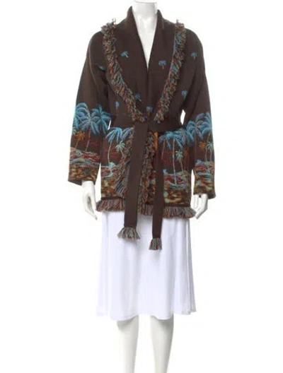 Pre-owned Alanui Virgin Wool Printed Sweater In Brown