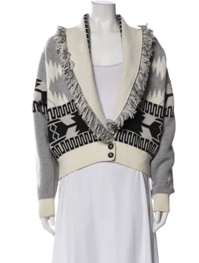 Pre-owned Alanui Virgin Wool Printed Sweater In Gray