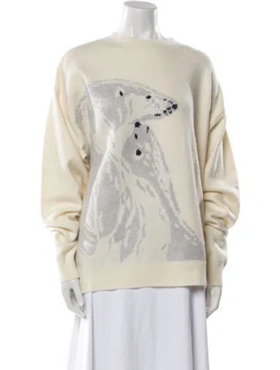 Pre-owned Alanui Virgin Wool Printed Sweater In Neutral