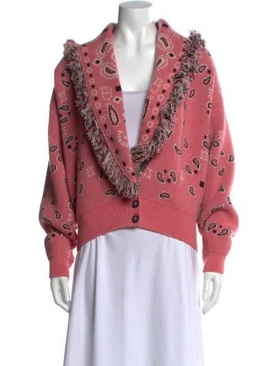 Pre-owned Alanui Virgin Wool Printed Sweater W/ Tags In Pink
