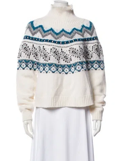 Pre-owned Alanui Virgin Wool Printed Sweater In White