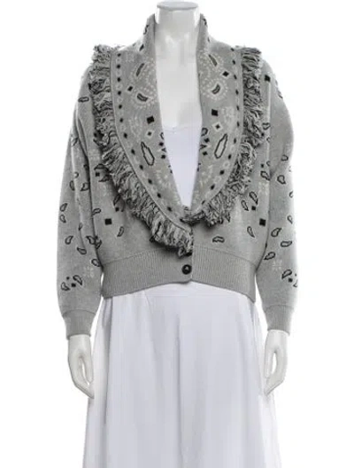 Pre-owned Alanui Virgin Wool Printed Sweater In White
