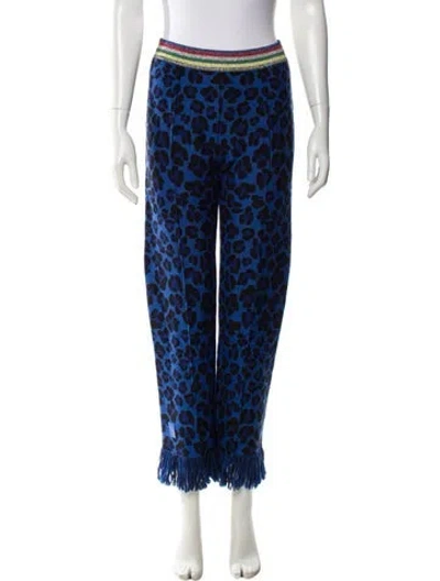 Pre-owned Alanui Virgin Wool Straight Leg Pants In Blue