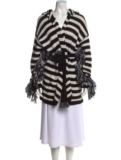 Pre-owned Alanui Virgin Wool Striped Sweater In Black