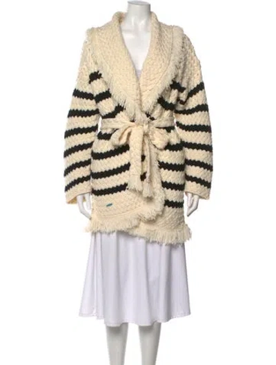 Pre-owned Alanui Virgin Wool Striped Sweater In Neutral