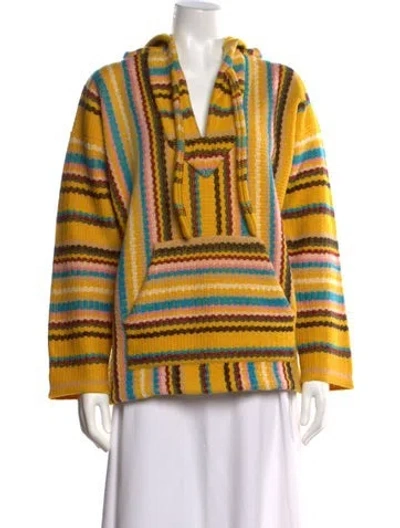 Pre-owned Alanui Virgin Wool Striped Sweater In Yellow