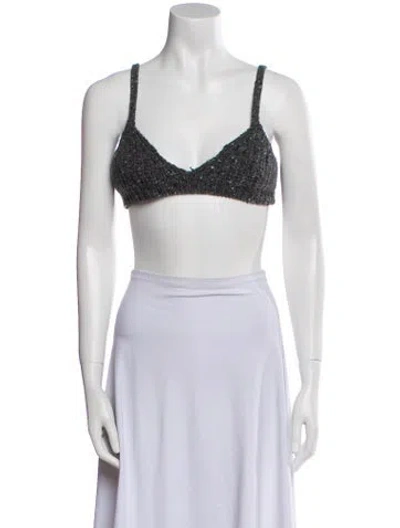 Pre-owned Alanui Virgin Wool V-neck Crop Top W/ Tags In Neutral