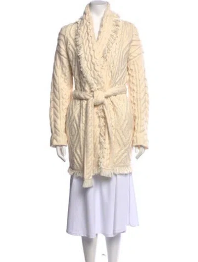 Pre-owned Alanui Virgin Wool V-neck Sweater In Neutral