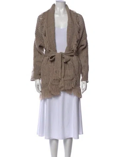 Pre-owned Alanui Virgin Wool V-neck Sweater In Neutral