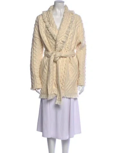 Pre-owned Alanui Virgin Wool V-neck Sweater In Neutral
