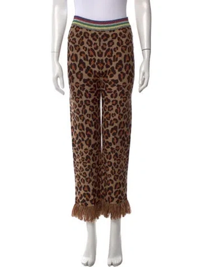 Pre-owned Alanui Virgin Wool Wide Leg Pants In Brown