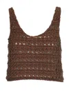 Alanui Viscose Knit Cropped Top Knitwear Brown In Brown