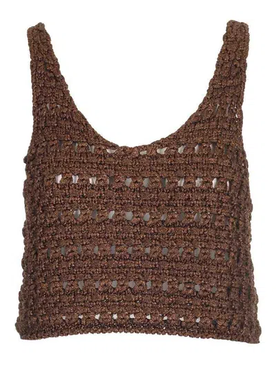 ALANUI VISCOSE KNIT CROPPED TOP