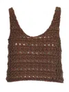 Alanui Viscose Knit Cropped Top Knitwear Brown