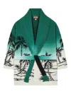 Alanui Wave Bloom Fringed Cardi-coat In Green