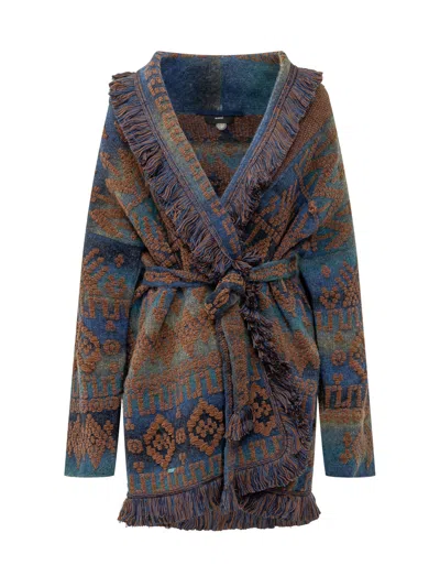 Alanui Western Beat Fringed Cardi-coat In Multi