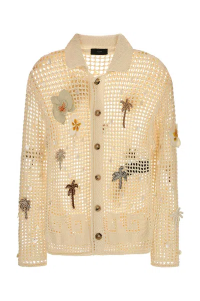 Alanui Where The Waves Begins Crochet Cardigan In Yellow