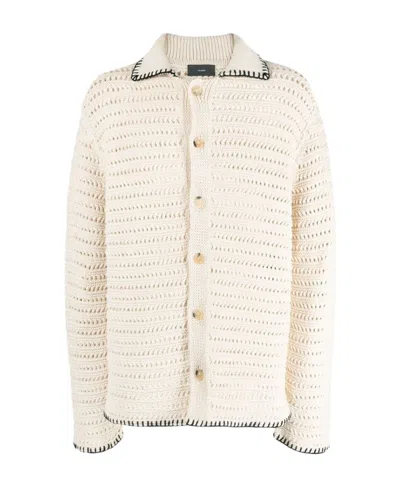 Alanui Whipstitch-detail Open-knit Cardigan In Neutrals