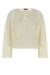Alanui Crochet Sweater With Fringe And Lace In White