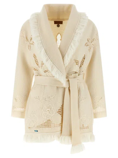 Alanui White Virgin Wool Women's Cardigan