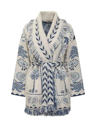 Alanui Wild Wonder Foulard Wool And Cotton Cardigan In White