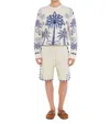 Alanui Wild Wonder Foulard Bermuda Shorts In Chalk/ Indigo In Multi