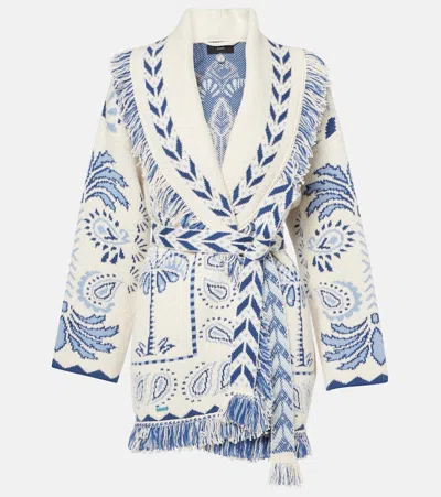 Alanui Wild Wonder Foulard Wool And Cotton Cardigan In White