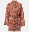 Alanui Wild Wonder Foulard Wool And Cotton Cardigan In Brown