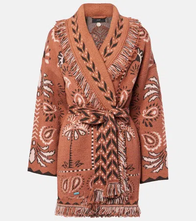 Alanui Wild Wonder Foulard Wool And Cotton Cardigan In Brown