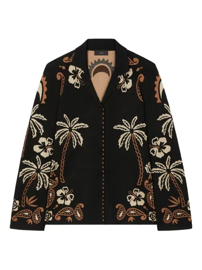 Alanui Wild Wonder Tropical-motif Shirt In Black