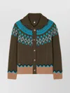 Alanui Olive Green Fair Isle Patterned Cardigan In Multi